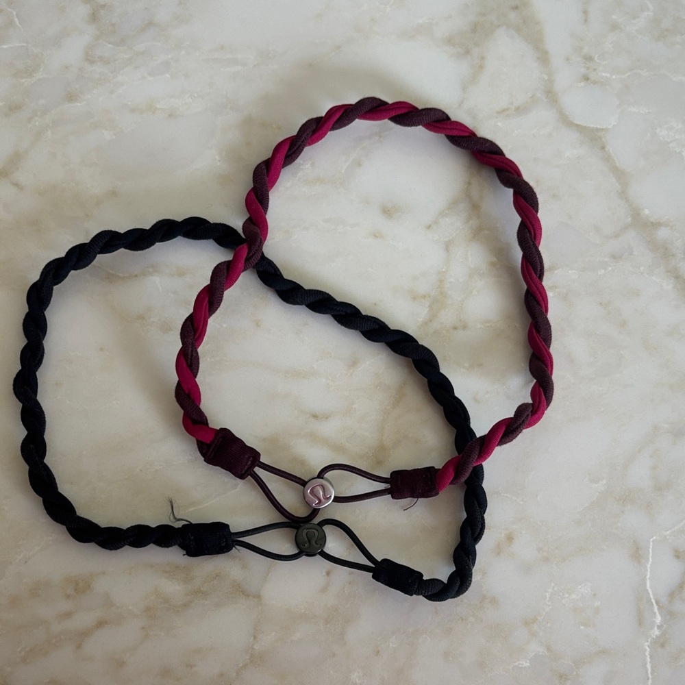 lululemon athletica Black and Dark Pink Twisted Headband Set